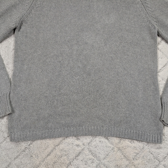 Vintage J. Crew Sweater Mens XL Gray Cotton Heavy Knit Boat Neck Fisherman - Picture 3 of 8